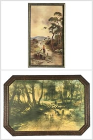 Two Antique Prints In Art Deco Frames