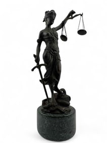 After Alois Mayer, Lady Justice, Bronze On Marble Base