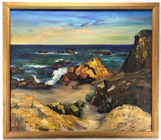 20th Century Impressionist Seascape, Oil On Masonite