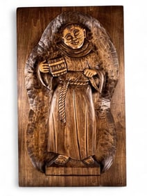 George Updergraff (American, 20th C.), Wood Carving Of A Franciscan Monk
