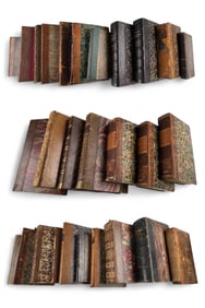 Lot Of 19th Century Books With Leather Binding & Marbled Boards, Subjects Related To Early Christian