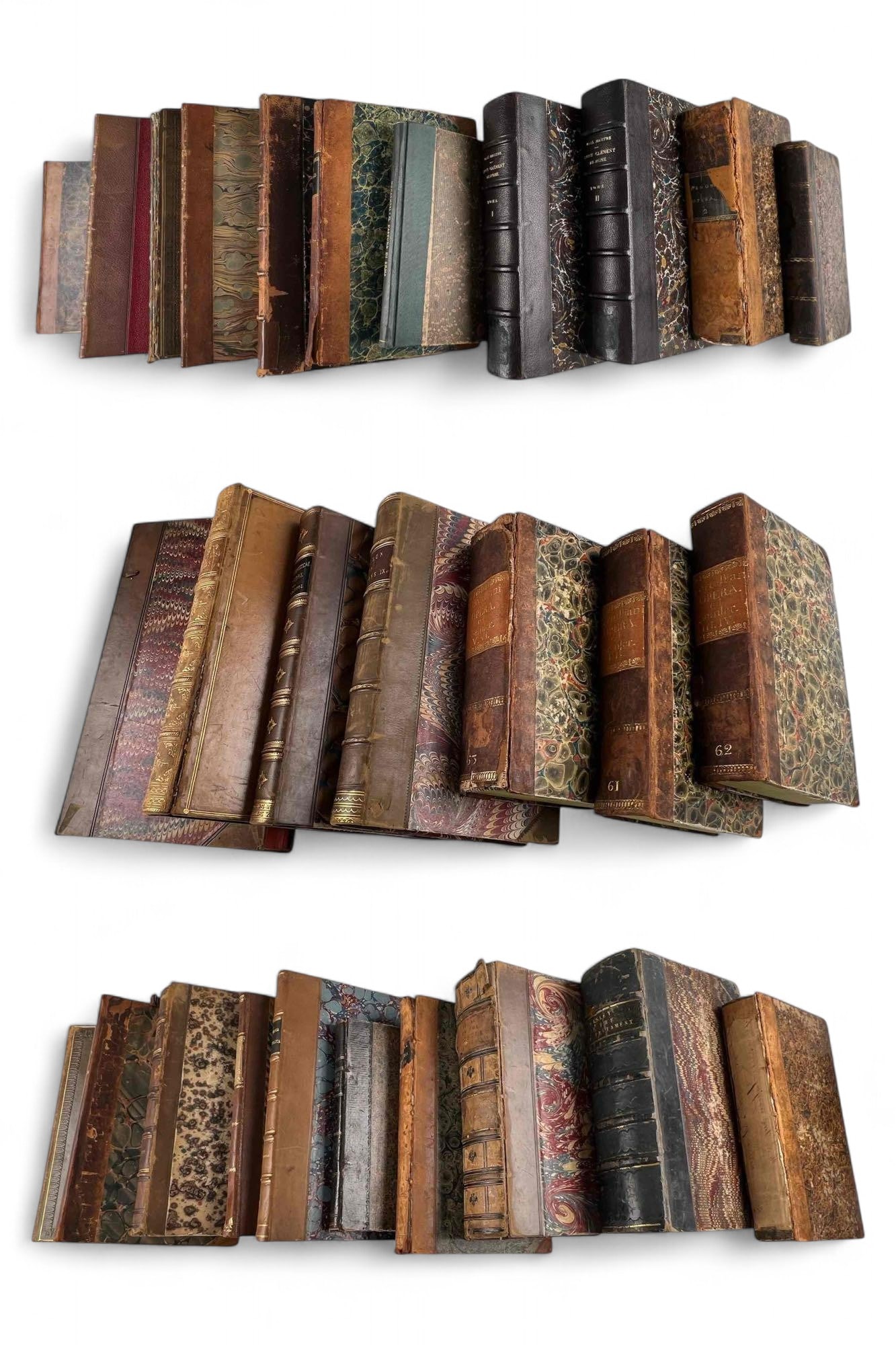 Lot Of 19th Century Books With Leather Binding & Marbled Boards, Subjects Related To Early Christian (1 of 15)