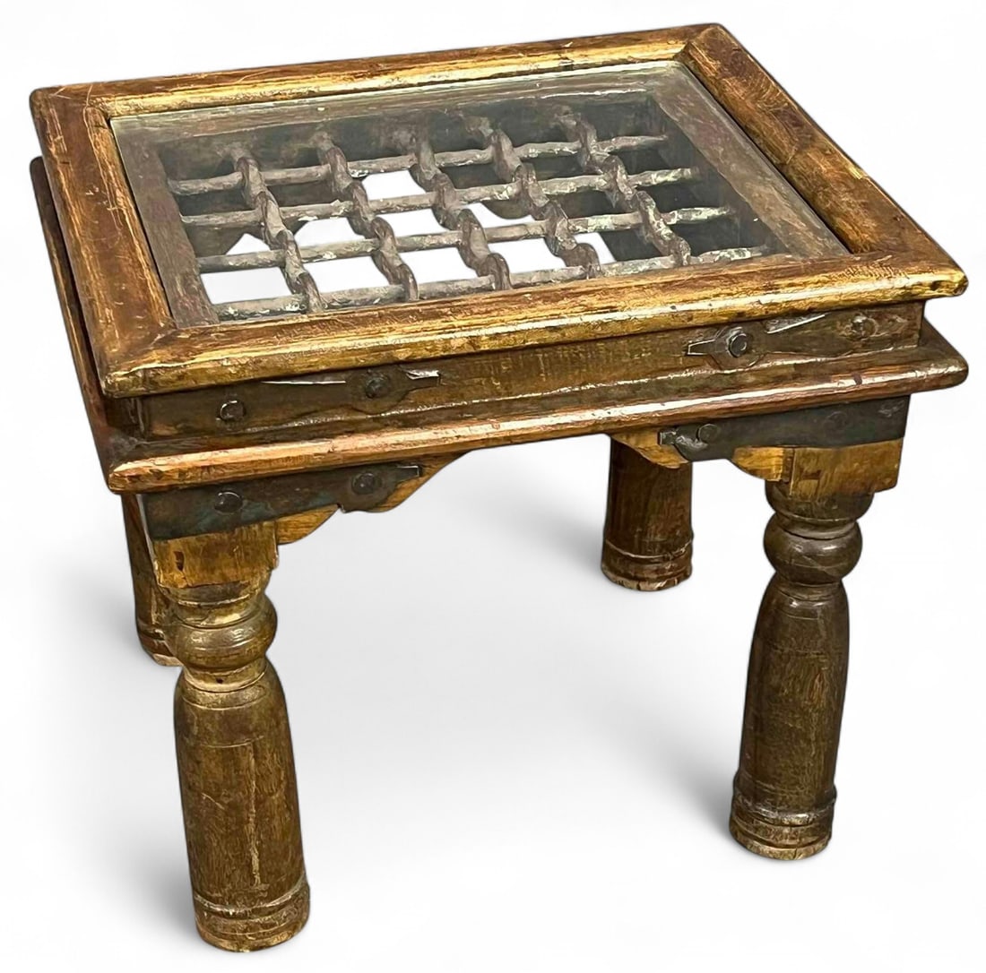 Antique Iron Window Grate In Wooden Side Table (1 of 13)