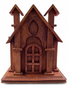 Painted Folk Art Church Form Kindling Box