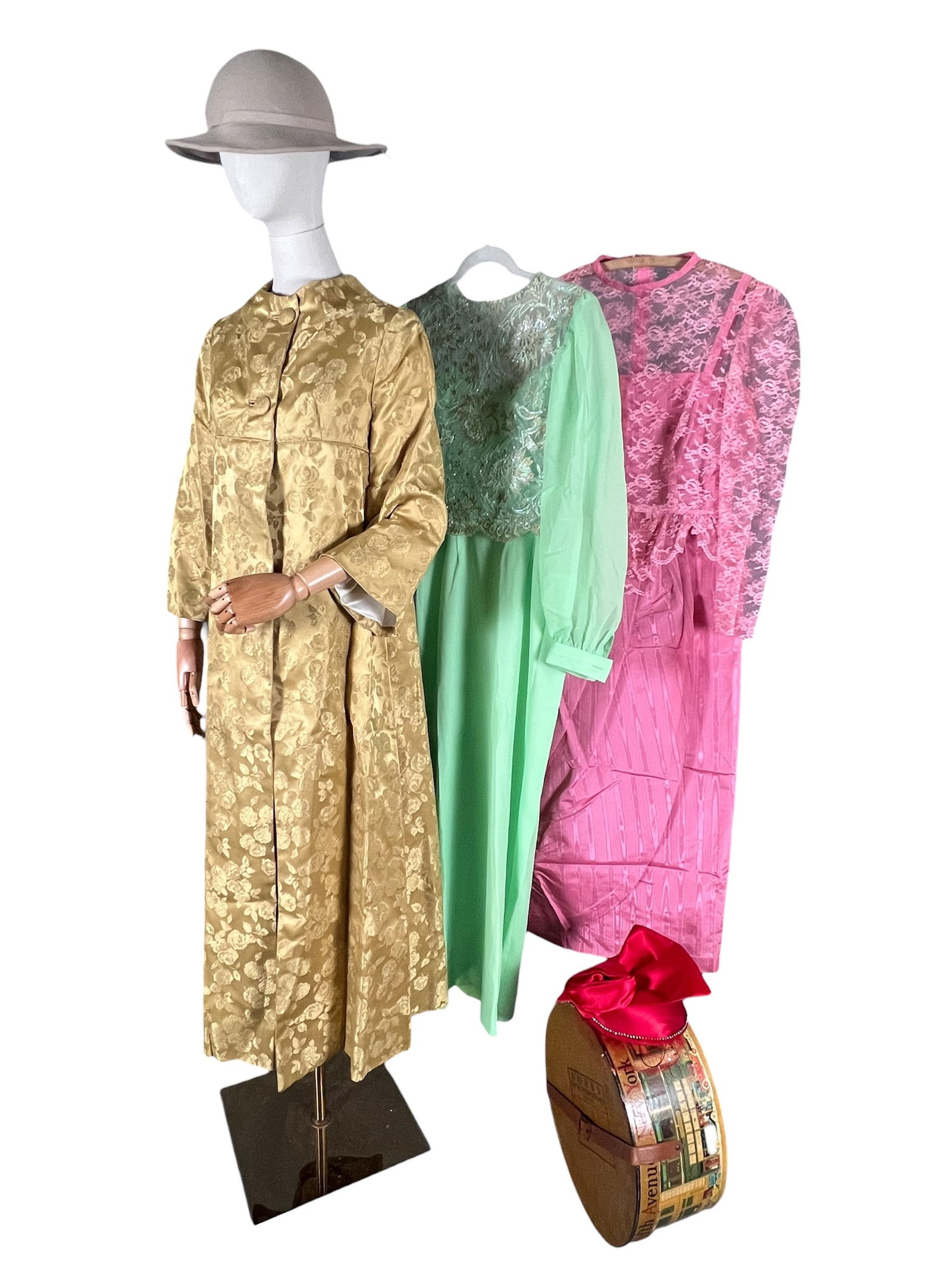 Vintage Dresses & Hats: Vintage Dresses & Hats. Approximate size small.