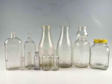 Grouping Of Older Glass Bottles & Coffee Jar
