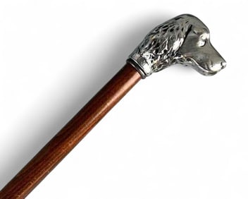 Cane With Silver Plate Irish Setter Dog Handle