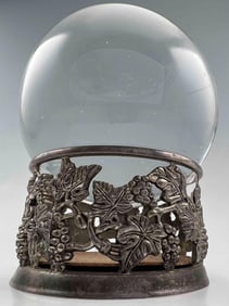 Large Crystal Ball On Godinger Silver Plate Base