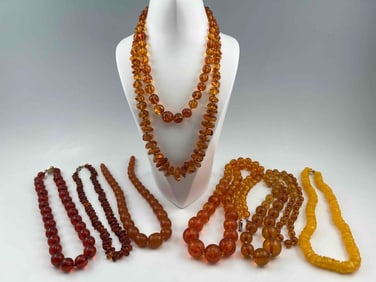 Amber & Amber Colored Bead Necklaces