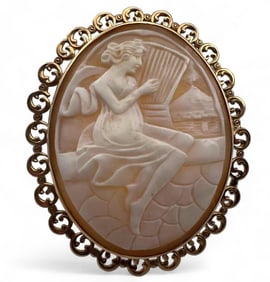 Antique 14K Shell Cameo Brooch