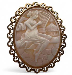 Antique 14K Shell Cameo Brooch: Antique 14K Shell Cameo Brooch,11.6g. Marked 14K. Approximately 1.13in x 0.85in.?ALL CREDIT CARDS WILL BE MANUALLY VERIFIED PRIOR TO SHIPMENT.