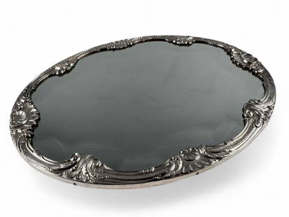 Peruvian Sterling Silver Plateau Mirror: Peruvian Sterling Silver Plateau Mirror. Marked "Sterling 925 Camusso Made In Peru." Approximately 17.375L x 13.375W x 1.25H in. ALL CREDIT CARDS WILL BE MANUALLY VERIFIED PRIOR TO SHIPMENT.