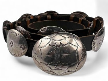 Ginger Trujillo, San Alfonso Pueblo, Sterling Silver Concho Belt