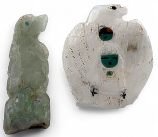 Faye Quadelancy, Two Zuni Flouite & Quartz Eagle Fetishes