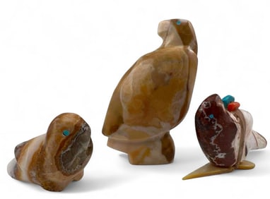 Three Zuni Eagle Fetishes
