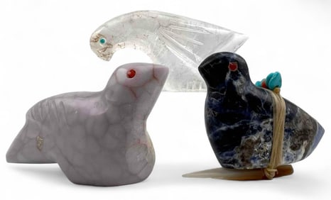 Three Zuni Bird Fetishes