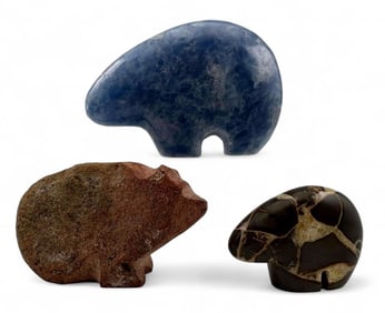 Three Zuni & Cochiti Bear Fetishes