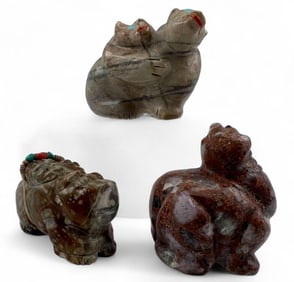 Three Zuni Bear Fetishes, Including Annette Tsikewa & Herbert Him