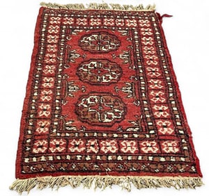 Red Persian Rug With Three Medallions