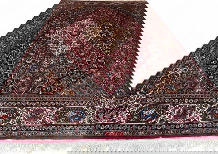 Red, Blue & Gold Persian Rug: Persian Rug. Approximately 11.1875L x 7.6W ft. (134.25L x 92.0W in.)