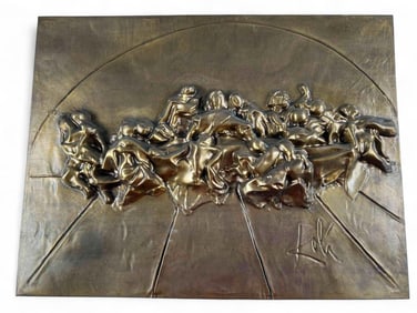 After Salvador Dali, The Last Supper, Bronze Edition Bronze Bas Relief Sculpture