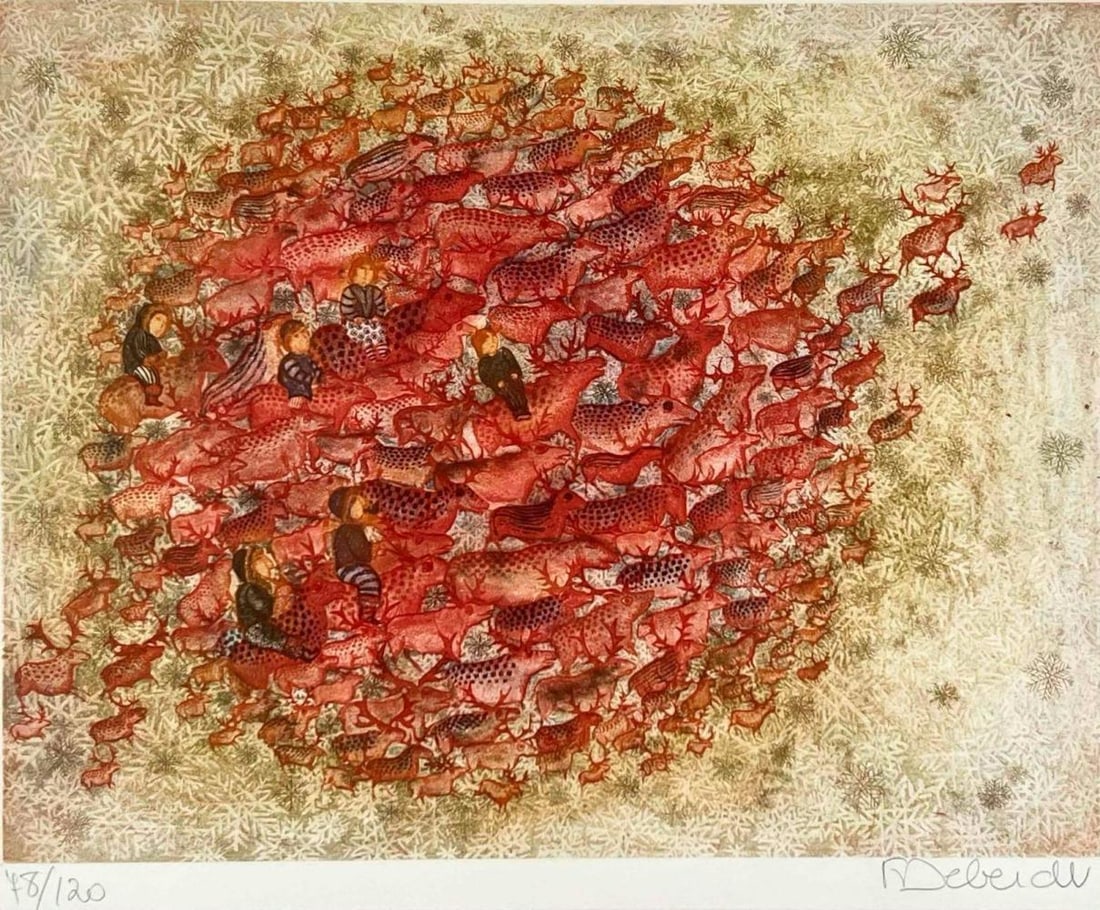 Francoise Deberdt (French, b. 1934), Midnight Sun, Color Etching (1 of 12)