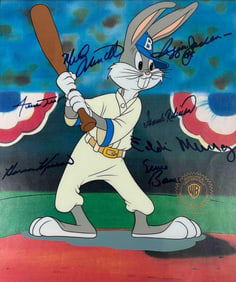 Robert McKimson (American, 1910-1977), "Baseball Bugs," Sericel, Autographed Willie Mays, Reggie Jac