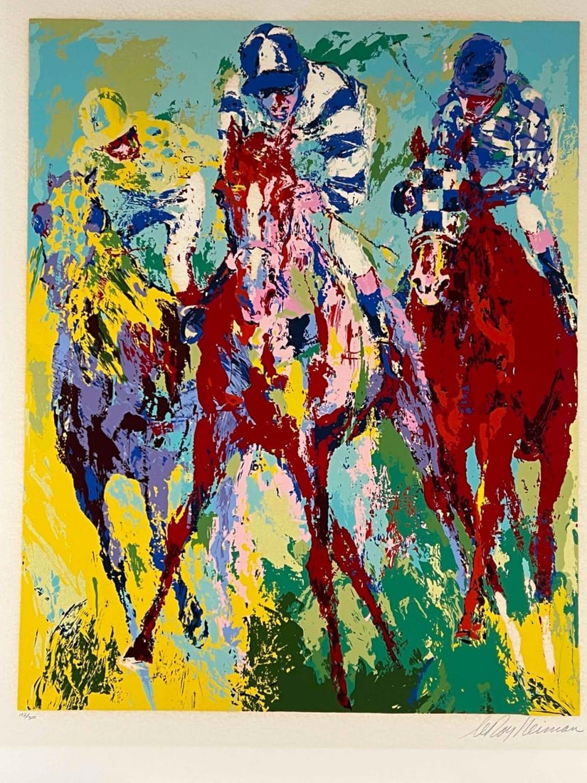 LeRoy Neiman (American, 1921-2012), The Finish, Horse Racing Serigraph: LeRoy Neiman (American, 1921-2012), The Finish, Horse Racing Serigraph. Pencil signed lower right. Edition 152/300. Sheet approximately 39.125H x 31.5W in. Image approximately 33.0H x 26.5W in.