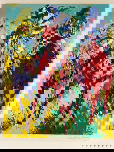 LeRoy Neiman (American, 1921-2012), The Finish, Horse Racing Serigraph: LeRoy Neiman (American, 1921-2012), The Finish, Horse Racing Serigraph. Pencil signed lower right. Edition 152/300. Sheet approximately 39.125H x 31.5W in. Image approximately 33.0H x 26.5W in.