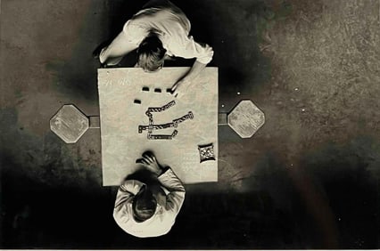 Danny Lyon (American, b. 1942), Cell Block Table, Two Inmates At Teras Prison