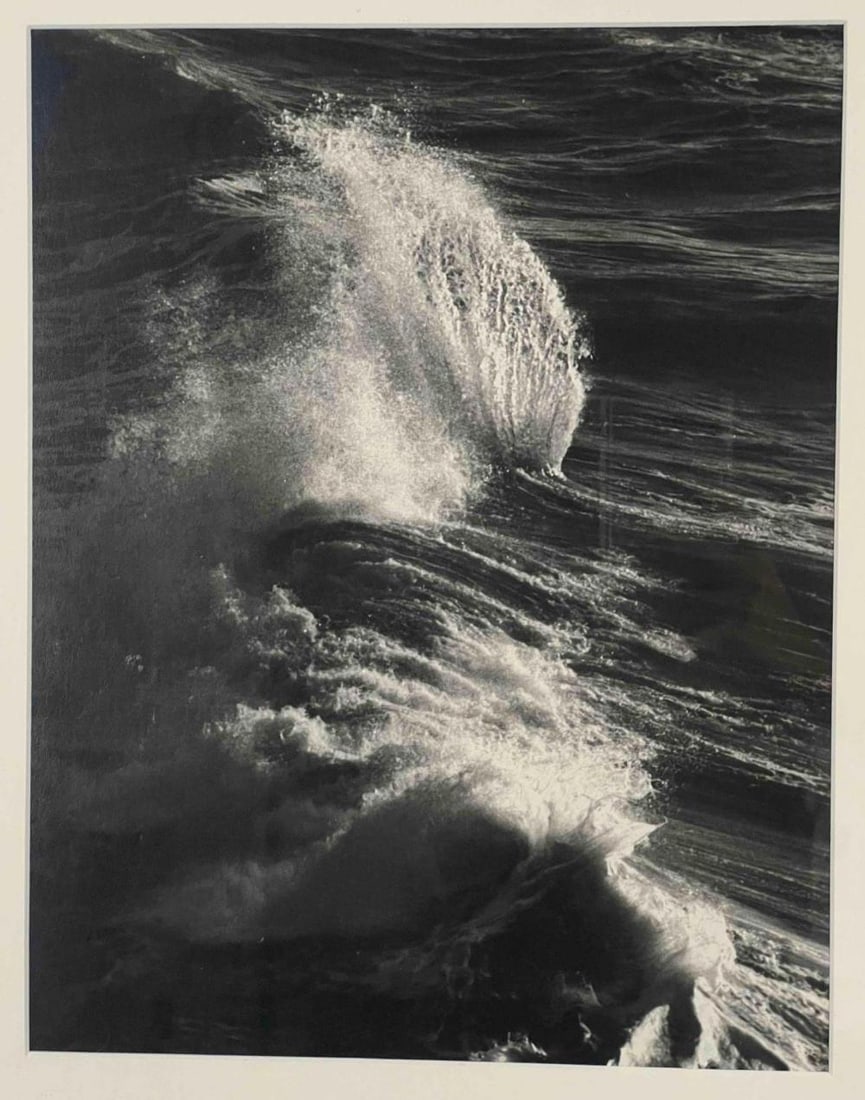 Pacific Ocean, 1975 Silver Gelatin Print, Retlaw Camera Club: Wave #2, Pacific Ocean, 1975 Silver Gelatin Print, Retlaw Camera Club. Attached tag reads "Jane Bleicheo(?) Wave #2 1975/vintage ?gelatin silver print. On the original mount, with exhibition and award