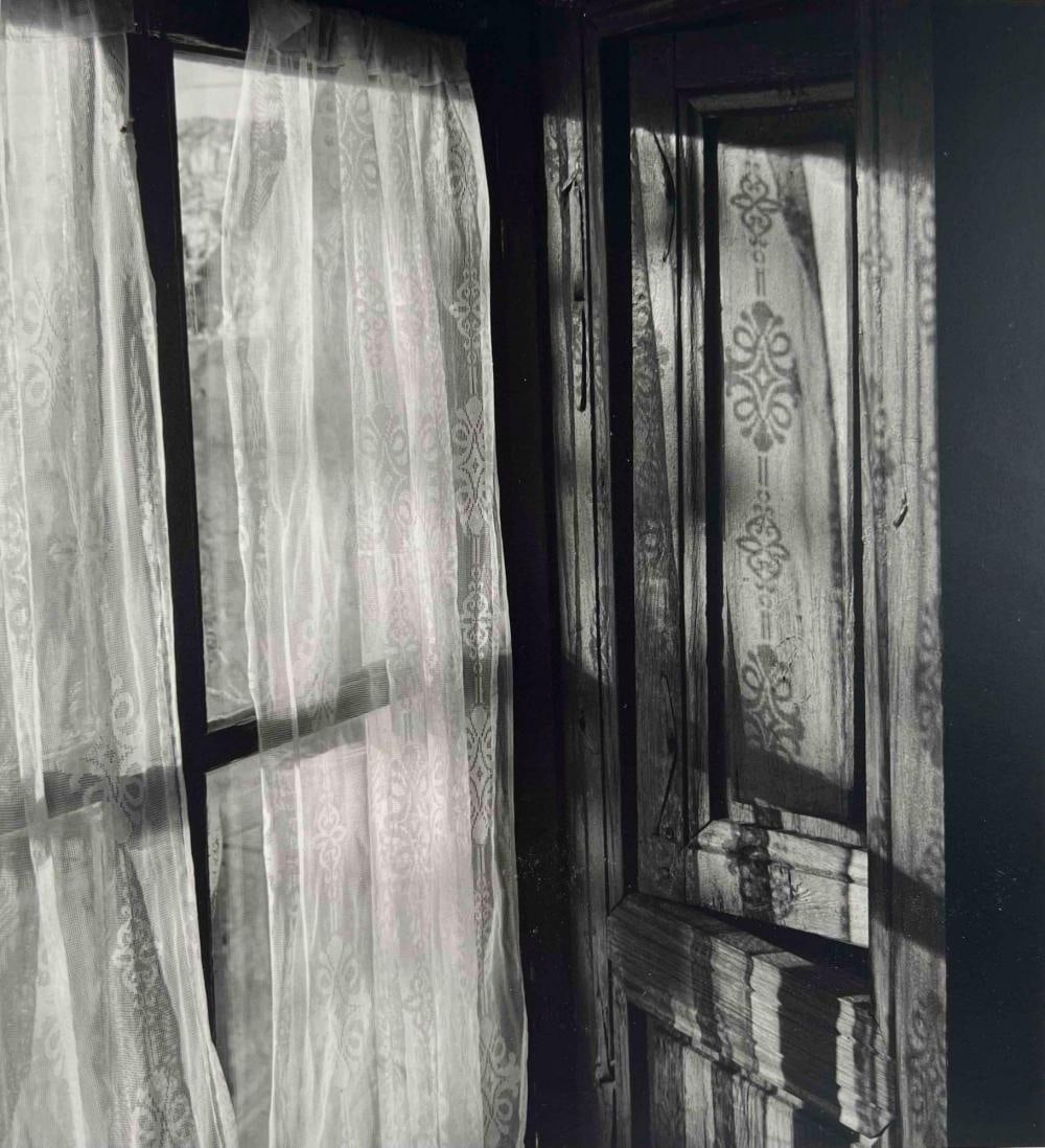 Reid Yalom, Lace Curtains, 1998, Photograph: Reid Yalom, Lace Curtains, 1998, Silver Gelatin Print. Signed and dated lower right. Edition 9/45. As matted approximately 20.0H x 16.0W in. Sight approximately 9.875H x 9.0W in.