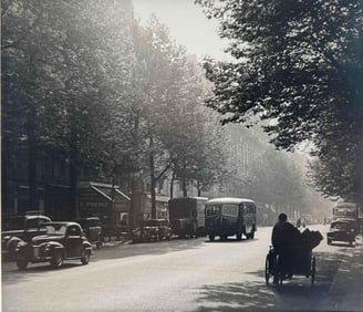 Maurice Geroges Chanu (French, 20th C.), Boulevard Haussmann, Paris Ca. 1950