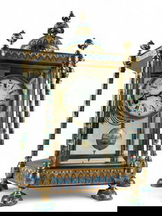 Chinese Cloisonne Mantel Clock: Chinese Cloisonne Mantel Clock. Marked "Made In The People's Republic Of China No. 16." Approximately 19.0H x 12.5W x 7.125D in.