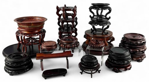 Collection Of Asian Wood Stands & Pedestals