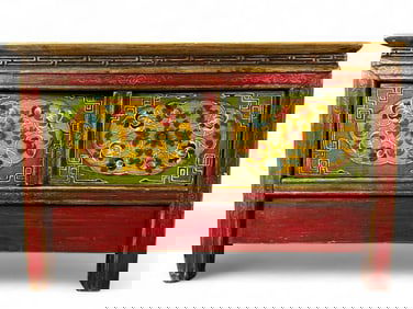 Tibetan Painted Buddhist Altar Cabinet