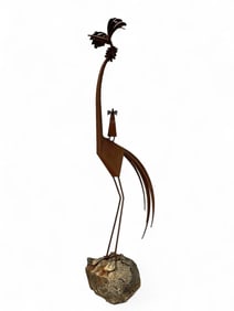 Iron & Stone Garden Sculpture Of Two Birds