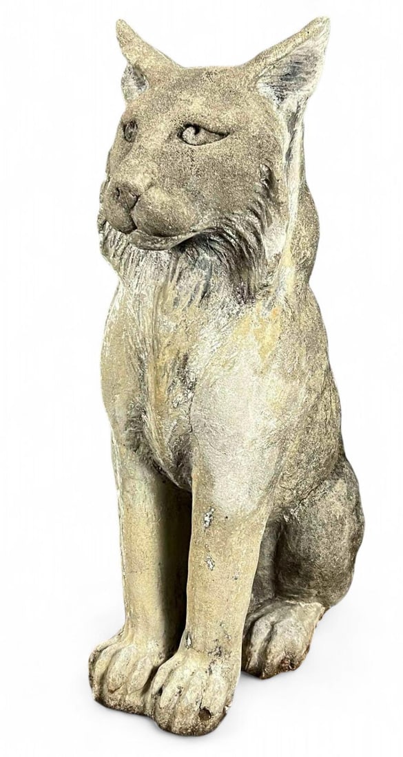 Cast Stone Bobcat Garden Statue (1 of 14)