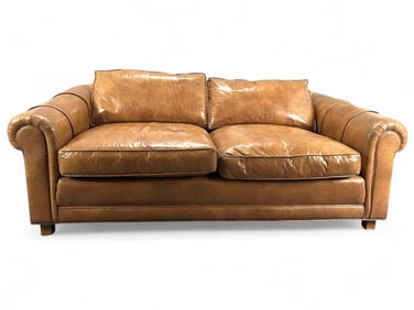 Two Seat Tan Leather Sofa