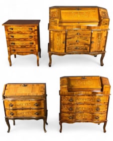 Four Piece Marquetry Inlaid Furniture Set