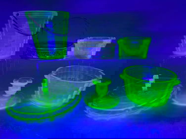 Green Uranium Glass Serving Pieces