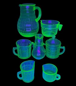 Grouping Of Uranium Glass Serving Pieces