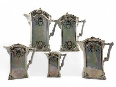 Set Of 19th Century European Lusterware Graduated Pitchers