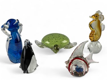 Grouping Of Art Glass Animal Figures