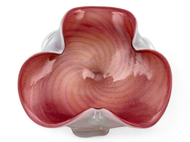 Murano Pink Metallic Fleck Art Glass Dish