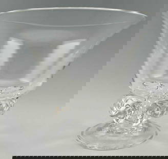 Steuben Crystal Pedestal Bowl: Steuben Crystal Pedestal Bowl. Signed at base. Approximately 6.75H x 8.25W in.
