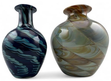 Tim Murray (American, 20th C.) Two Art Glass Vases