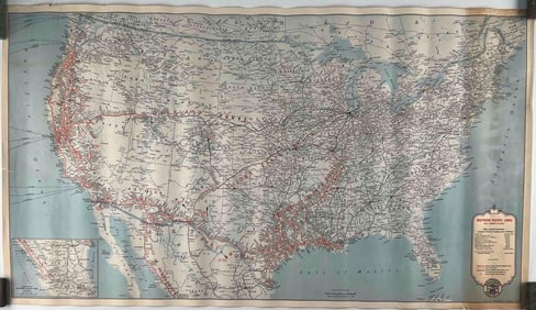 1938 Southern Pacific Lines & Connections Railway Map