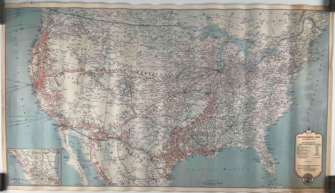 1938 Southern Pacific Lines & Connections Railway Map (1 of 11)