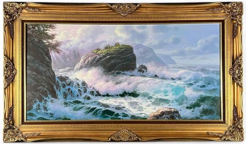 Seascape With Gulls, Oil On Canvas